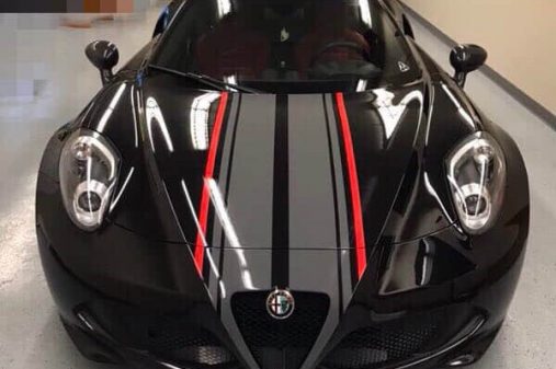 Alfa Romeo shown in partial Grey & Red wrap